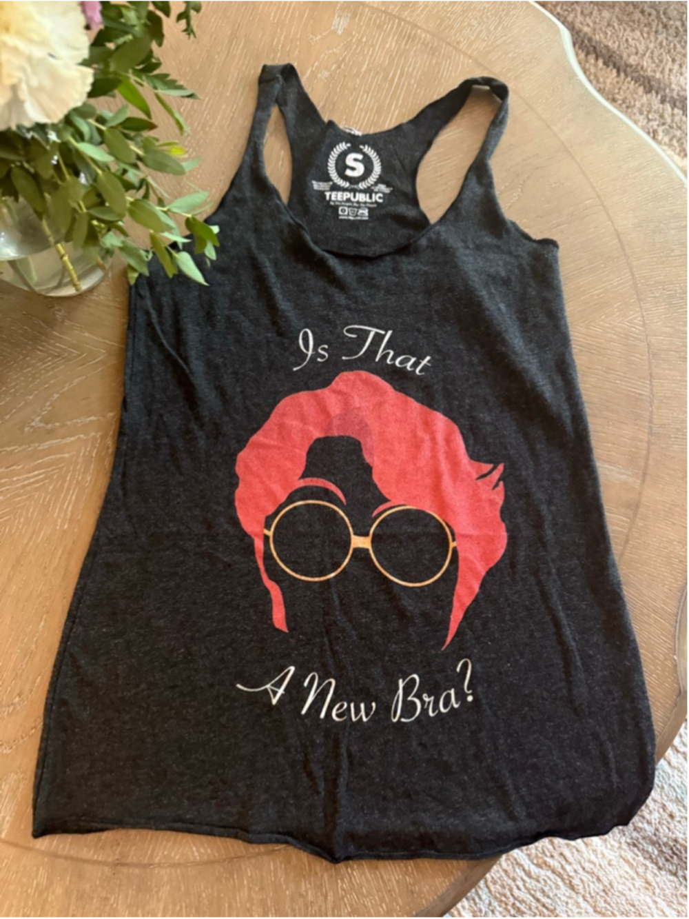 Women's TeePublic Gray Red Graphic Tank Top S